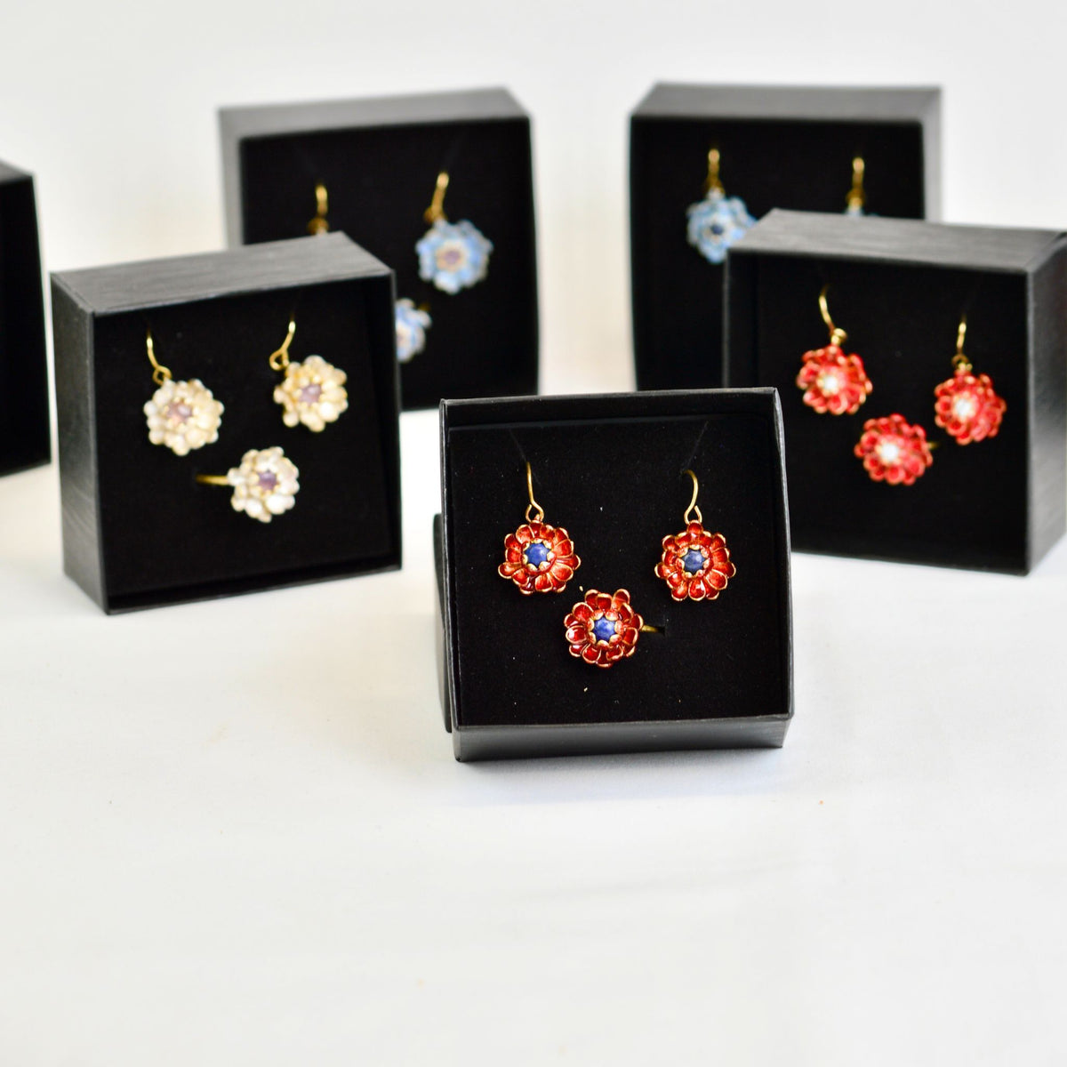Giardino Collection, Lotus, Earring &amp; Ring Set, Made in Sicily - My Italian Decor
