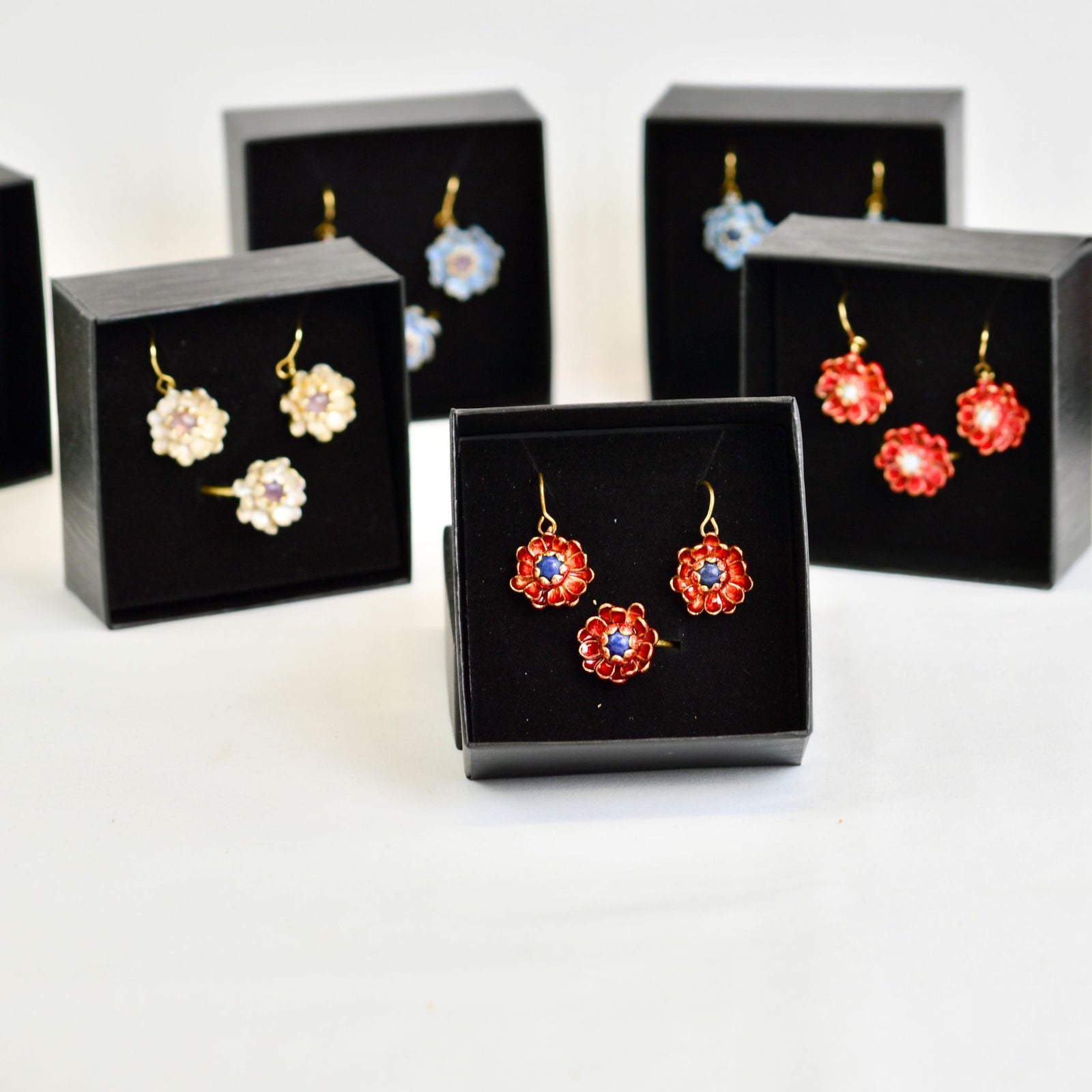 Giardino Collection, Lotus, Earring & Ring Set, Made in Sicily - My Italian Decor