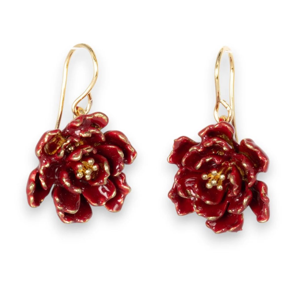 Peony-themed jewelry set from the Giardino Collection by My Italian Decor, featuring elegant earrings or a ring made in Sicily.