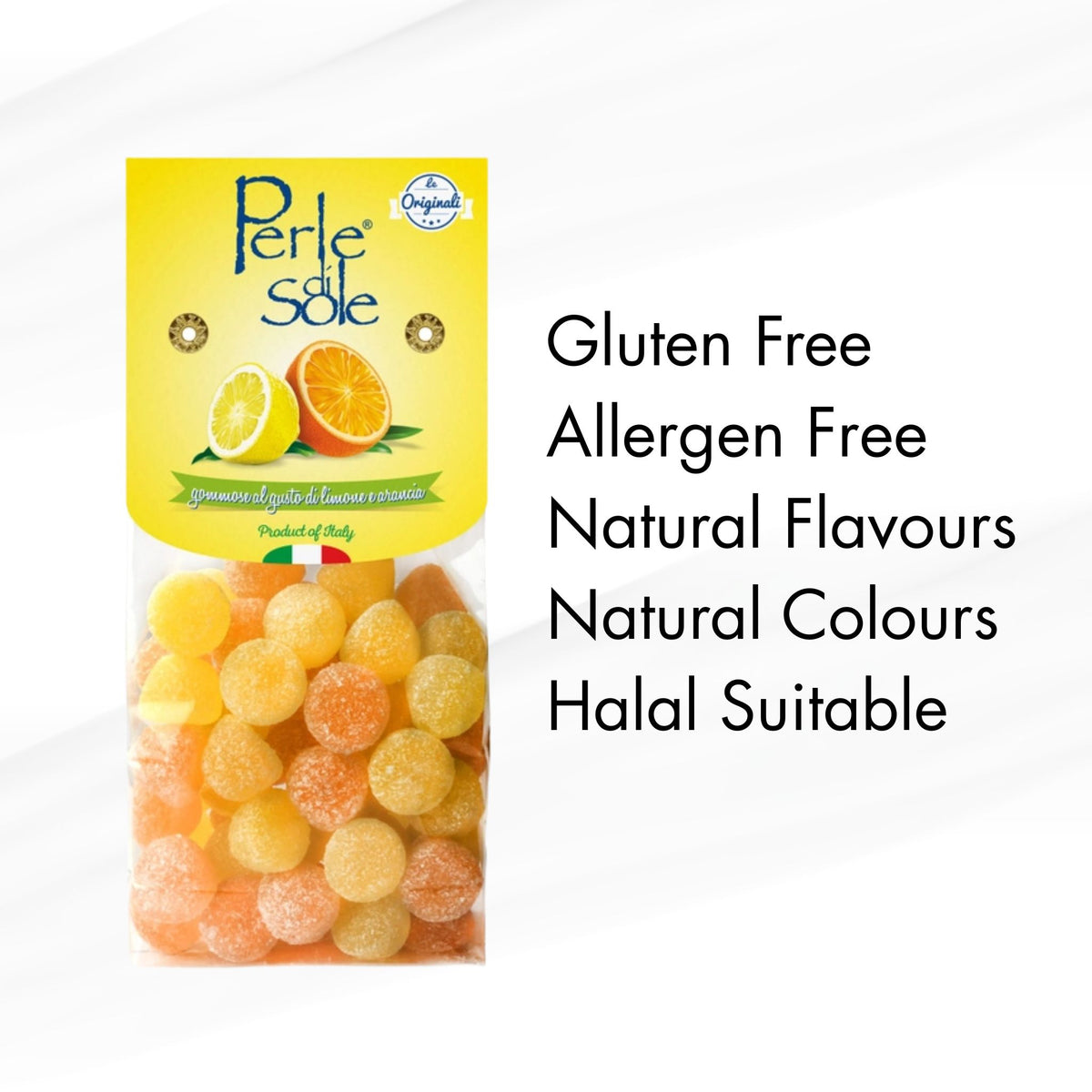 Perle di Sole, Citrus Hard Gummy Pearls, 3 Bag Set, Made in Italy