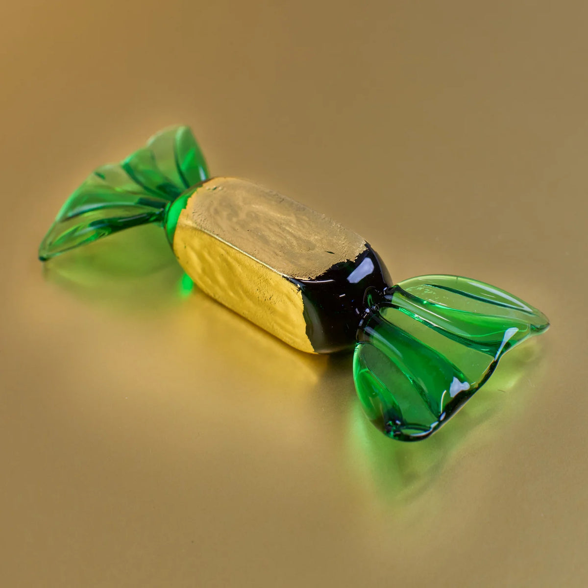 Set of gold Murano glass candy decorations, artificial food ornaments by MyItalianDecor, featuring shiny gold finishes and detailed craftsmanship.