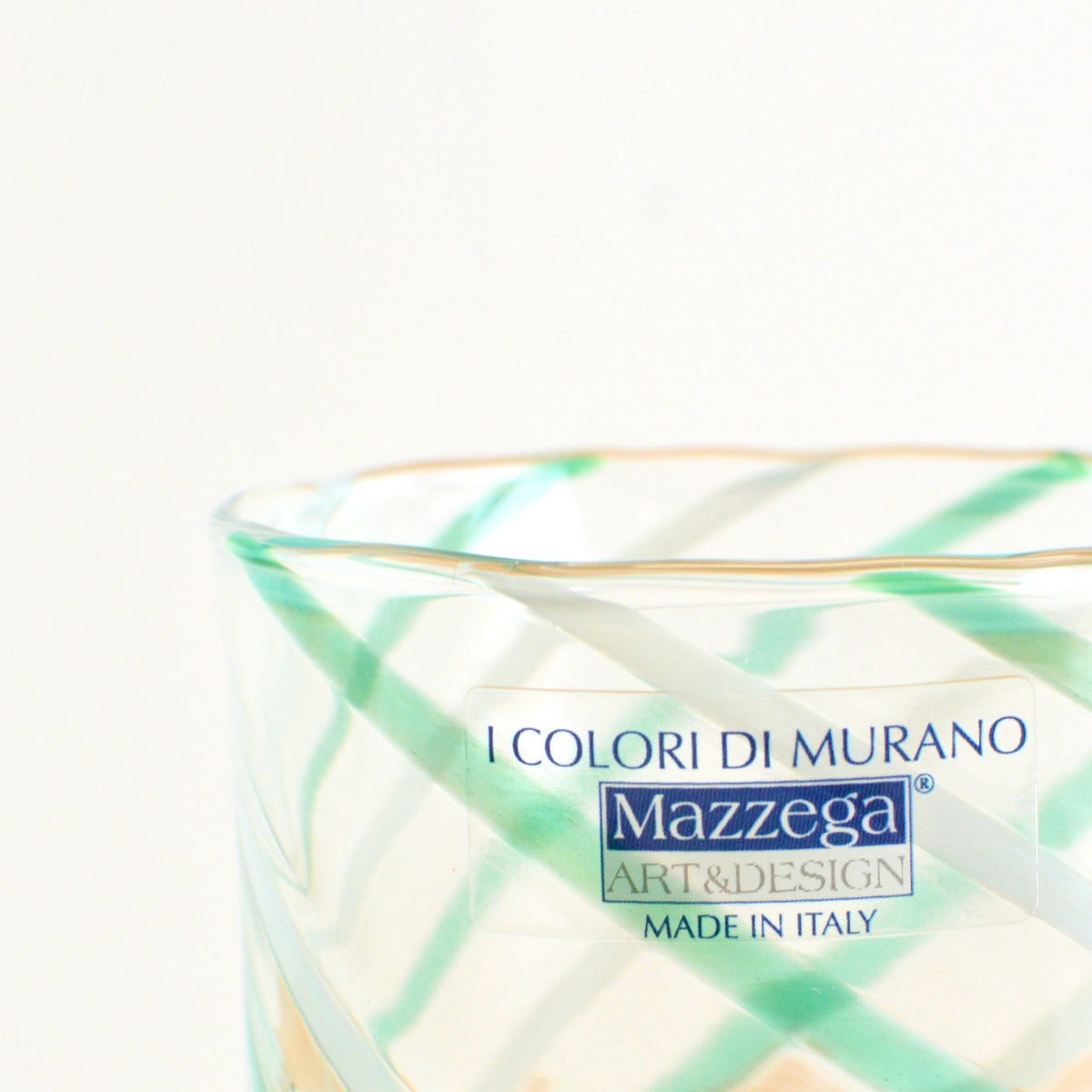 Italian Handblown Glass Tumblers - Blue, Red, Green, Yellow, Spiral Design