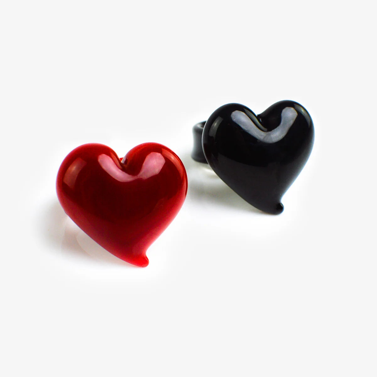 Murano Glass Heart Ring, Black or Red
