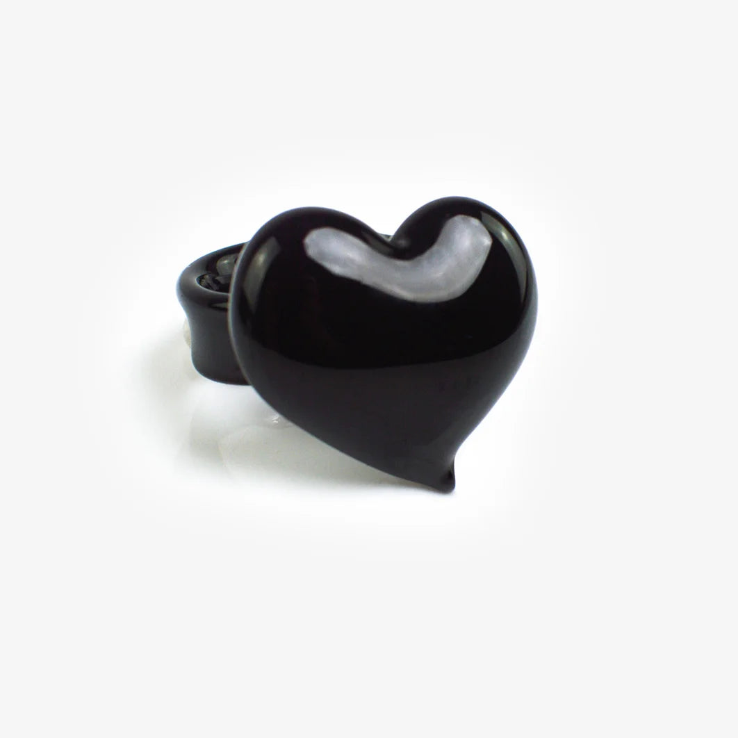 Murano Glass Heart Ring, Black or Red