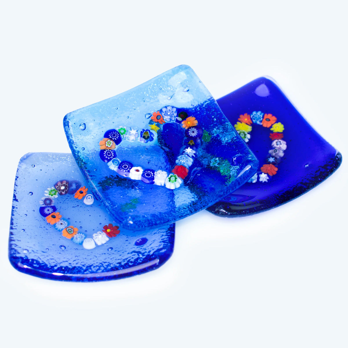 Murano glass heart-shaped catch-all dish with Millefiori design, 3.25 inches, decorative tray by MyItalianDecor.