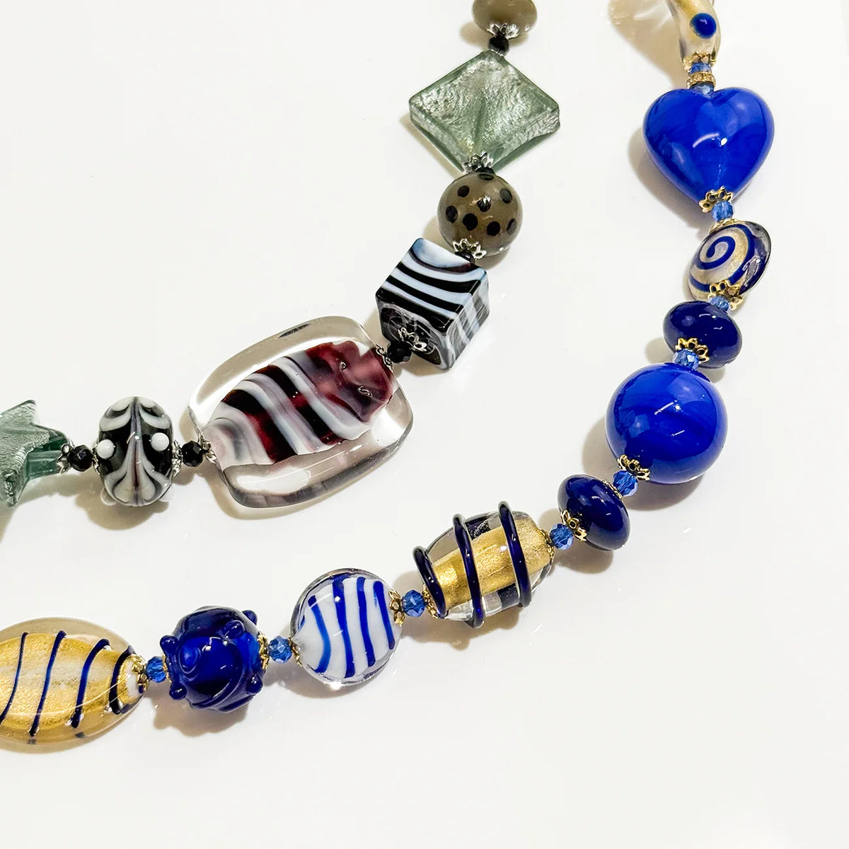 Lampwork Murano Beaded Necklace, Medium Length