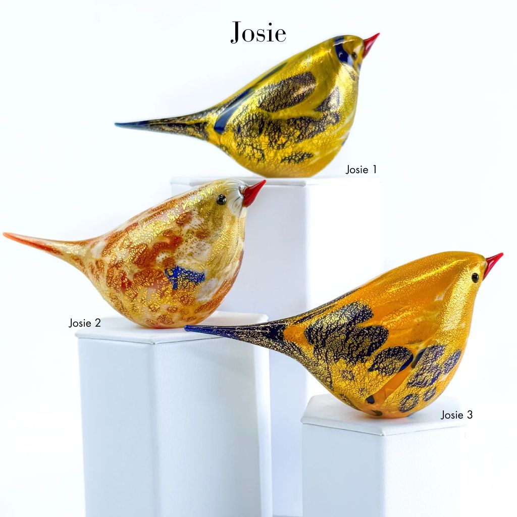 Murano Blown Glass Josie Chirpie Bird, Orange/Yellow, Made in Italy - My Italian Decor