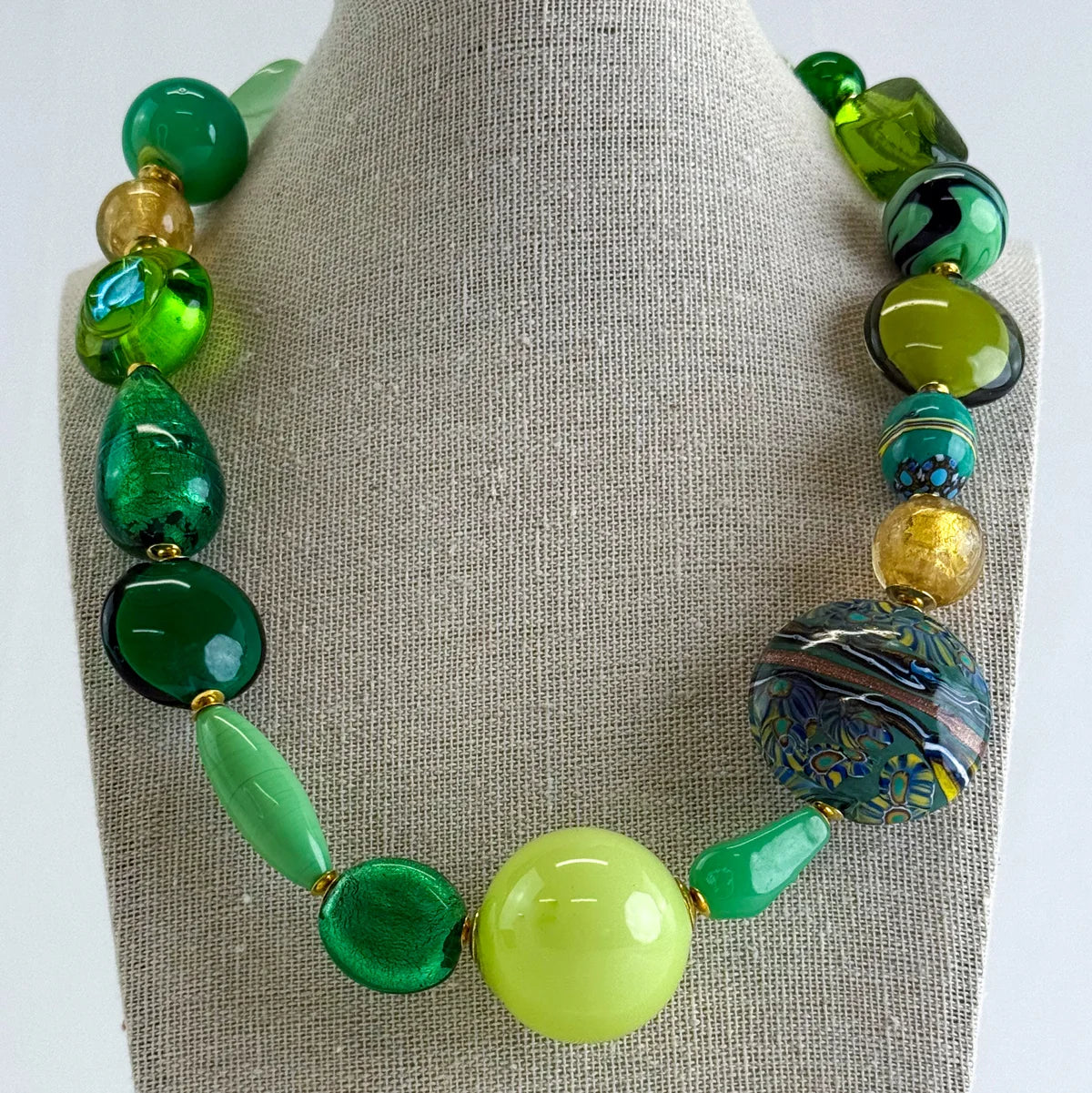 Luxury Murano Glass Statement Necklace – Venetian Verde - My Italian Decor