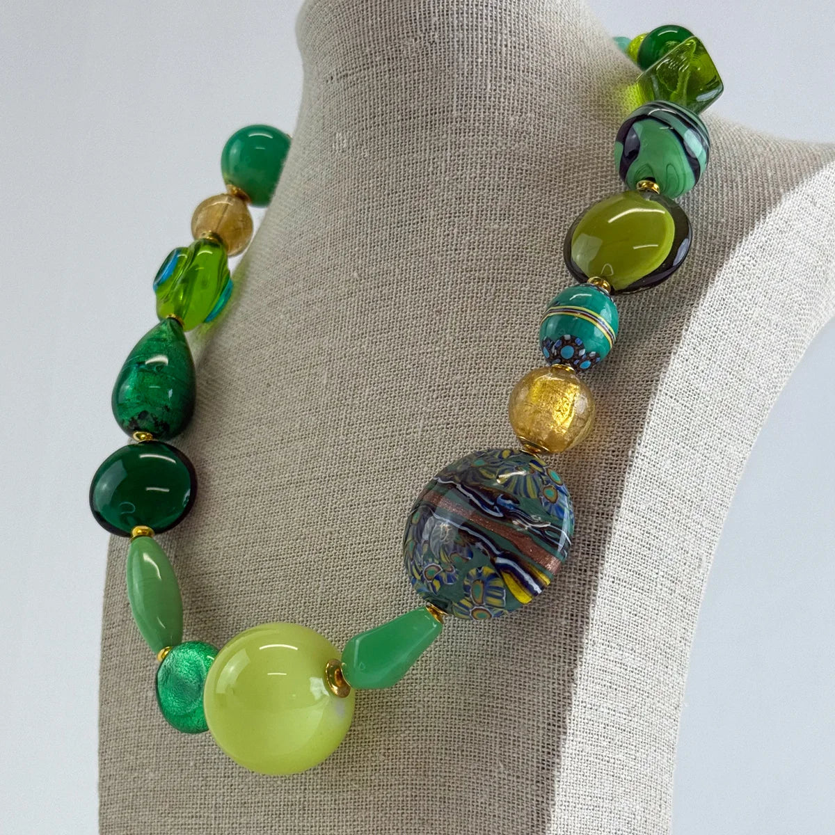 Luxury Murano Glass Statement Necklace – Venetian Verde - My Italian Decor