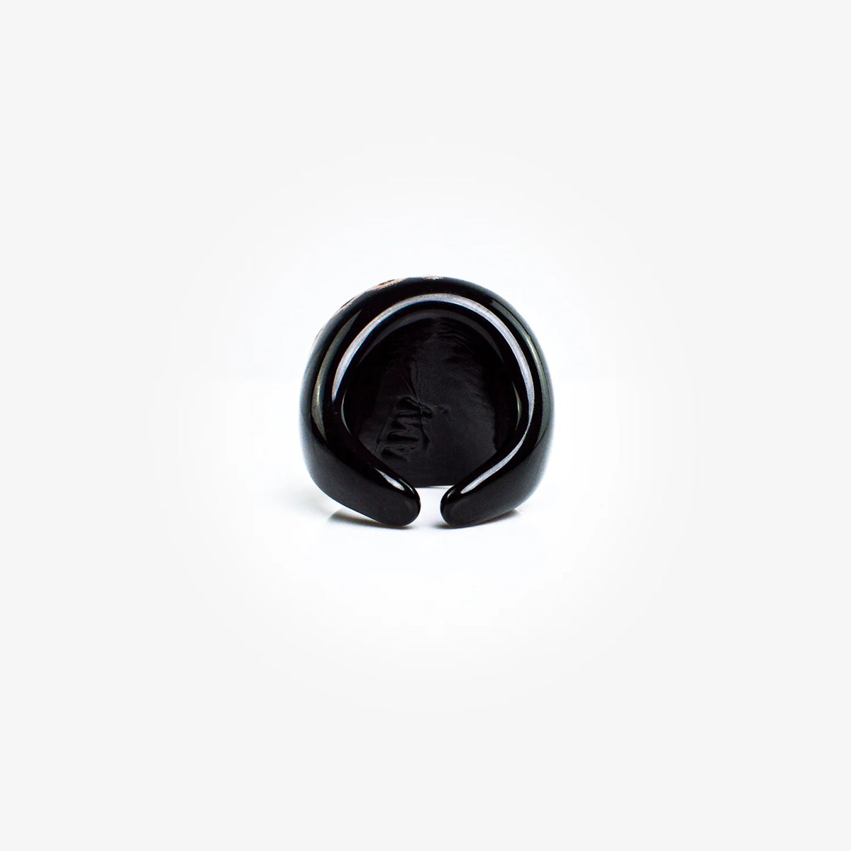 Black Murano glass lace statement ring by My Italian Decor, showcasing intricate lace design and craftsmanship from Italy.
