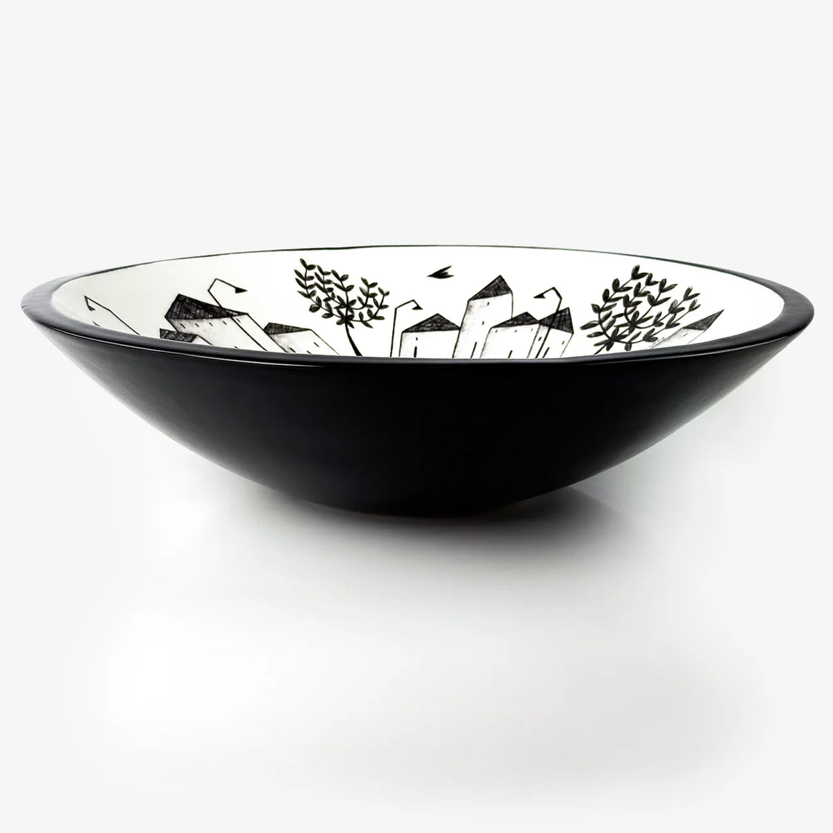 Hand-Painted Ceramic Italian Village Centerpiece Bowls