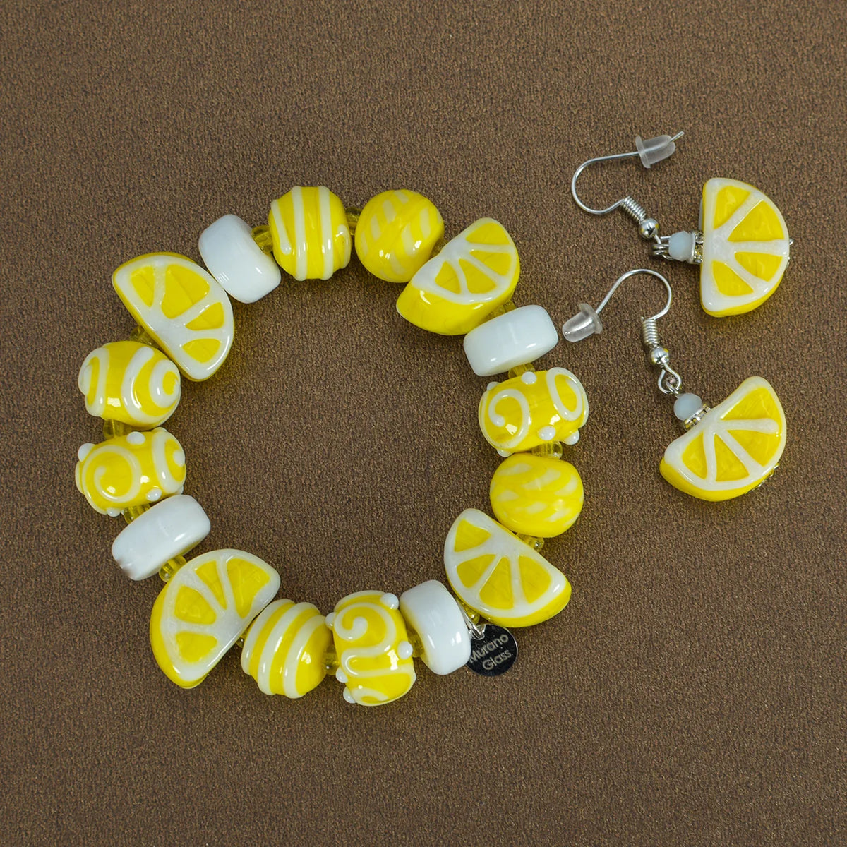 Lemon Fruit Bracelet - Earrings - Murano Glass Beads