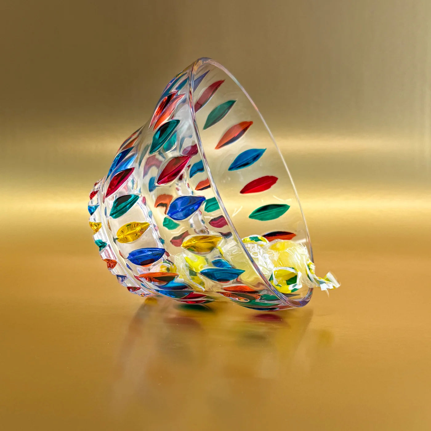 My Italian Decor candy bowl set with lemon-shaped Italian hard candies displayed in a decorative bowl.