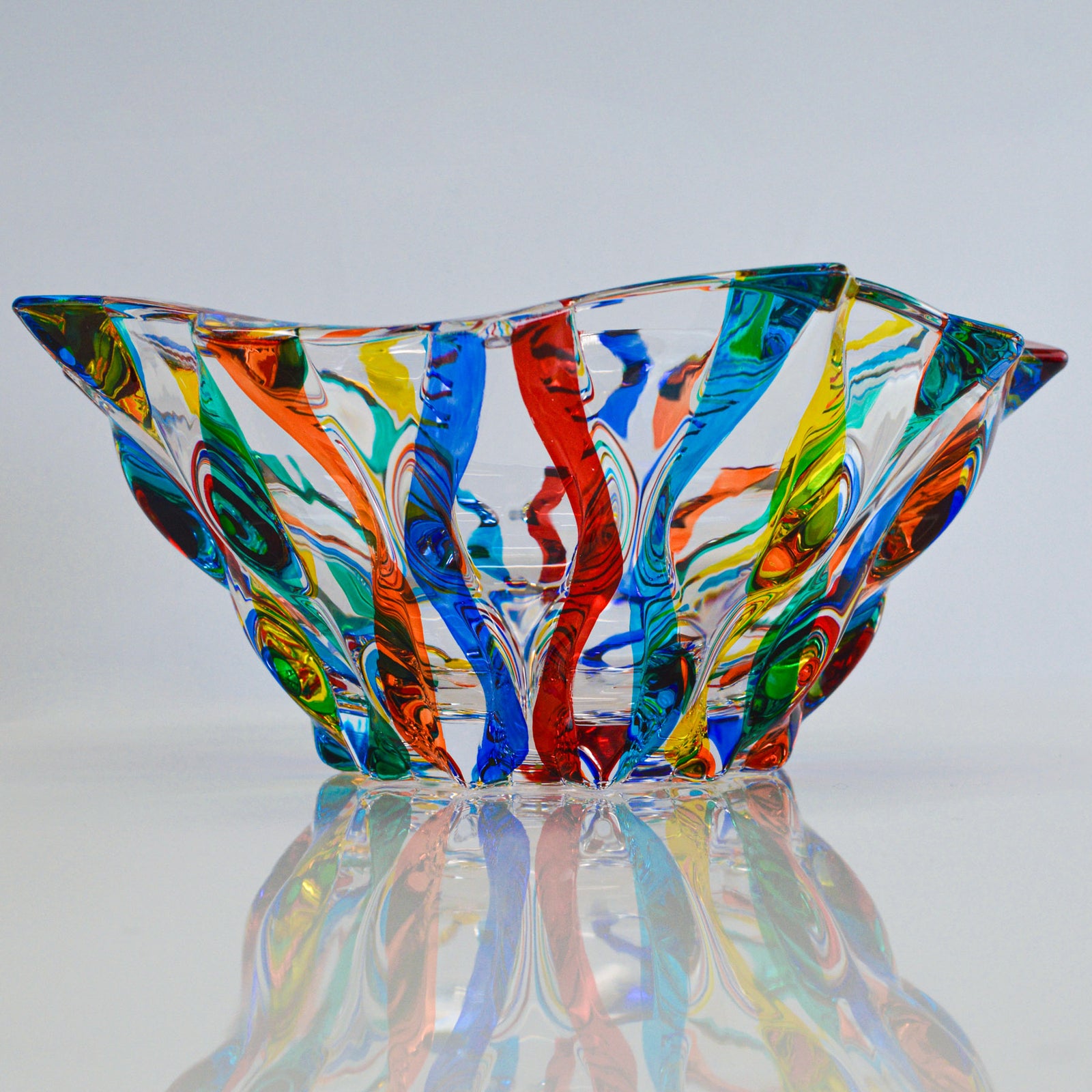 Crystal Bowl, 7.5 inch Medium Square, Lyrical Design, Made In Italy - My Italian Decor