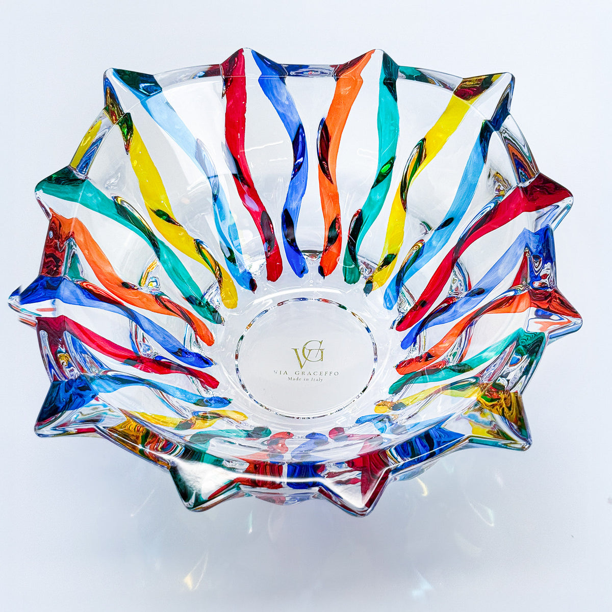 Crystal Bowl, 7.5 inch Medium Square, Lyrical Design, Made In Italy - My Italian Decor
