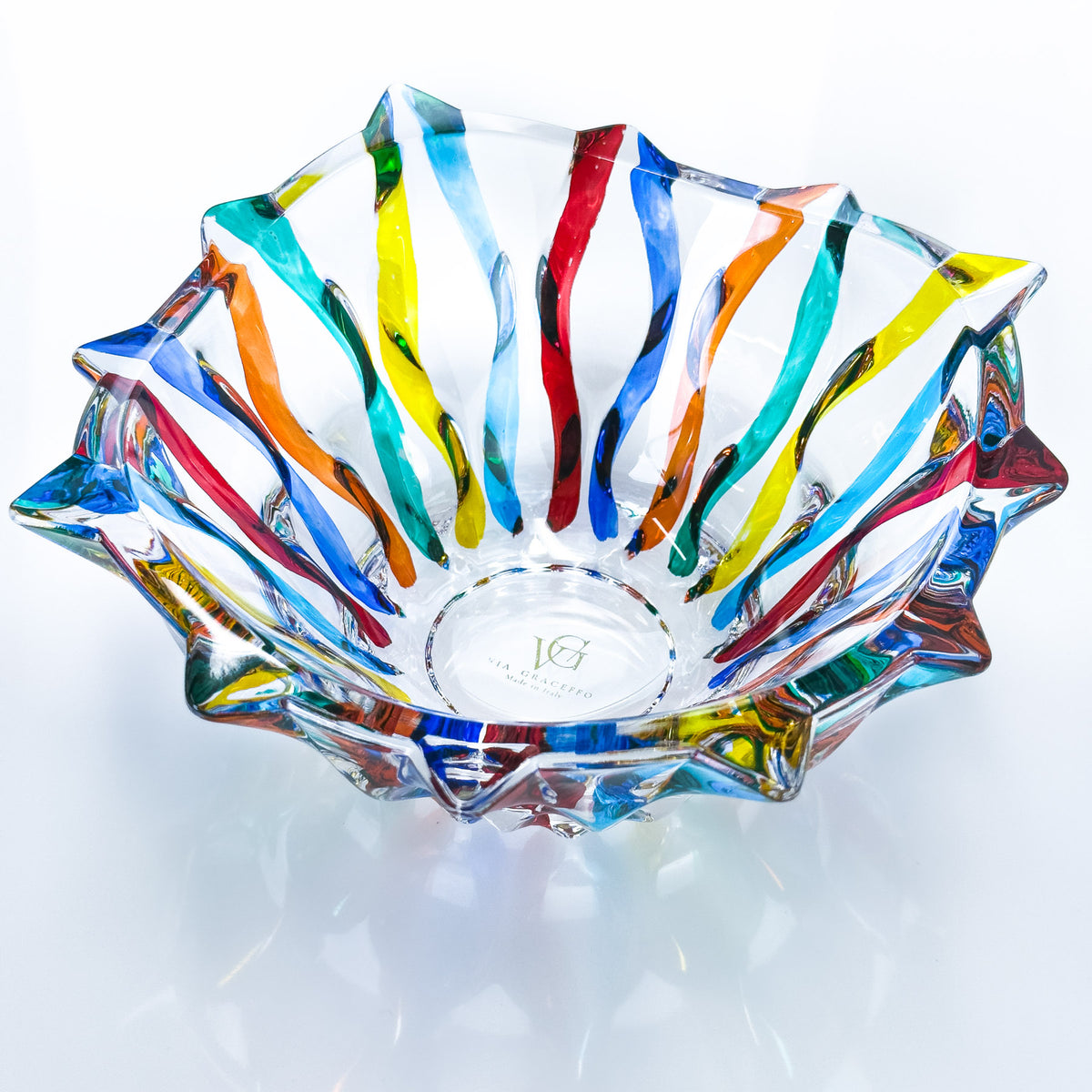 Crystal Bowl, 7.5 inch Medium Square, Lyrical Design, Made In Italy - My Italian Decor