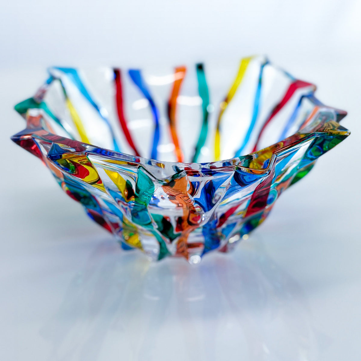 Crystal Bowl, 7.5 inch Medium Square, Lyrical Design, Made In Italy - My Italian Decor