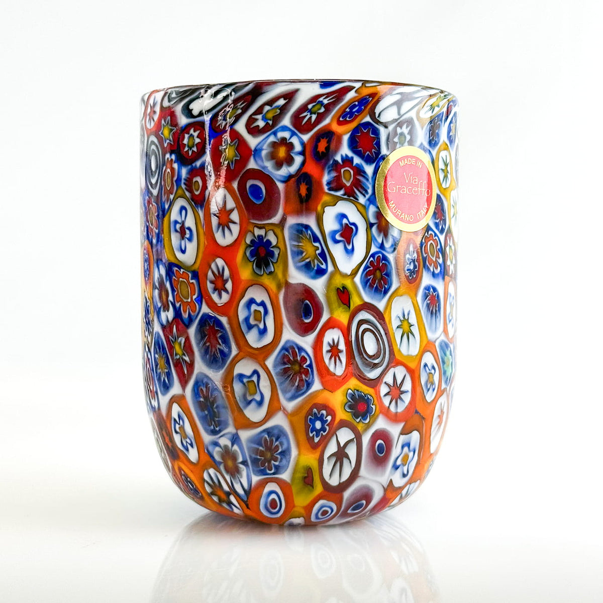 Millefiori Drinking Glass, Marconi, Handblown, Made in Italy