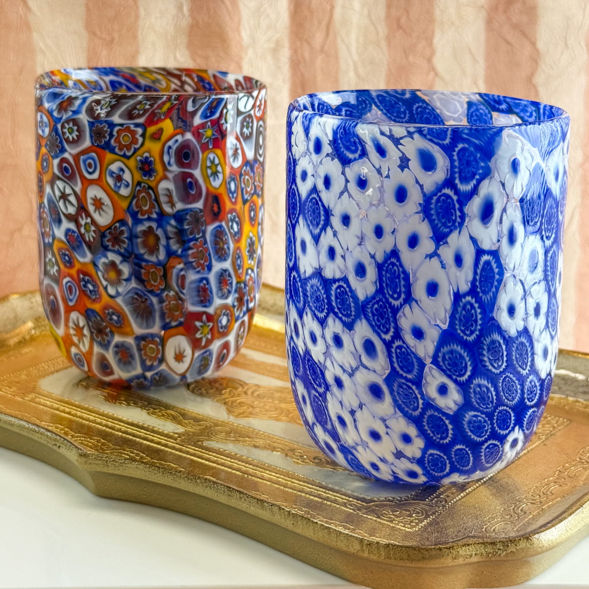 Millefiori Drinking Glass, Marconi, Handblown, Made in Italy