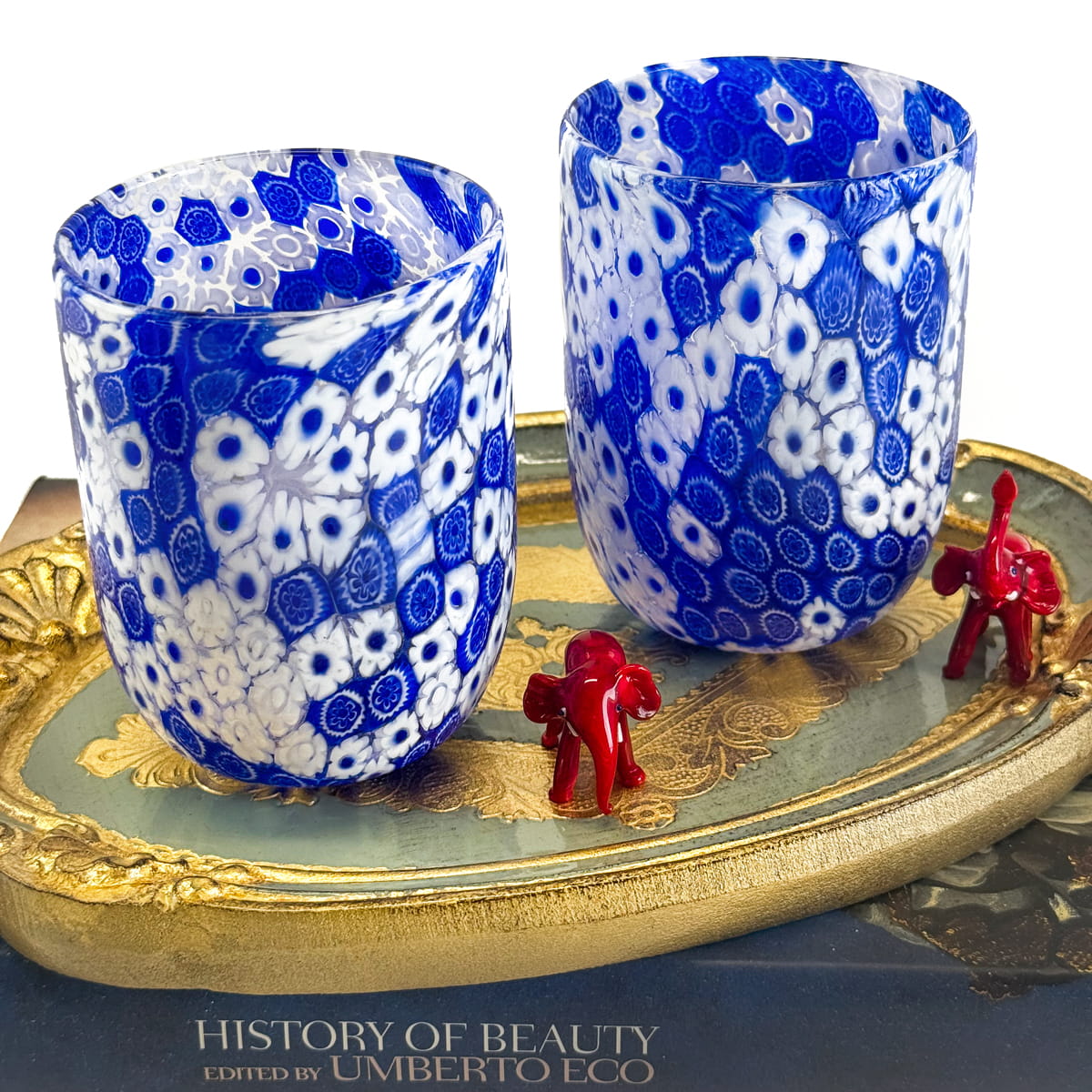 Millefiori Drinking Glass, Marconi, Handblown, Made in Italy