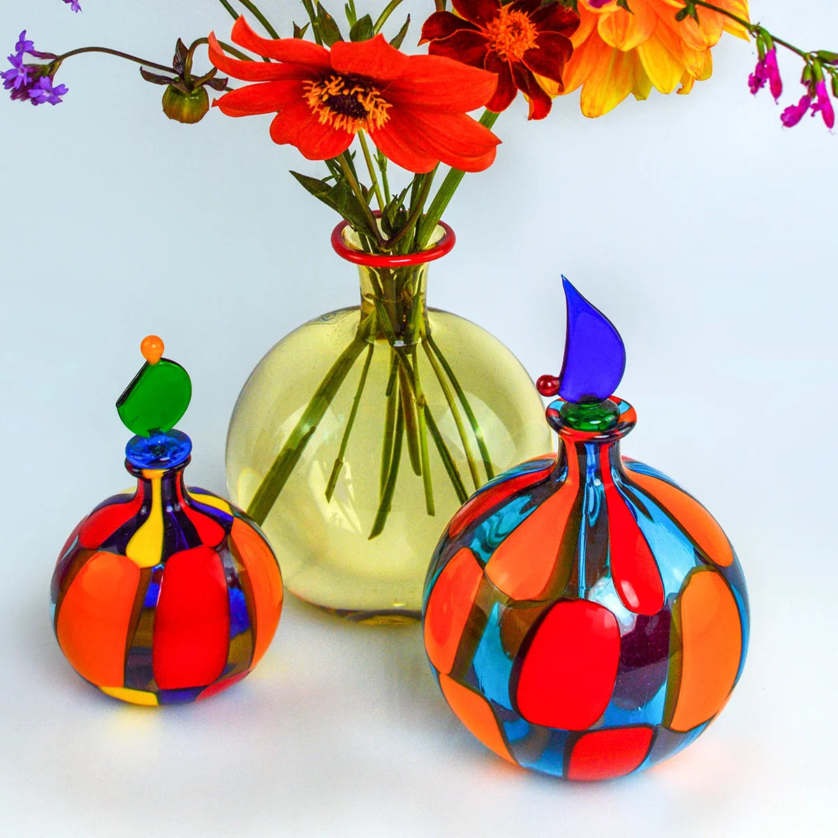 Pazzia Murano Glass Perfume Bottle, Handblown Glass Art