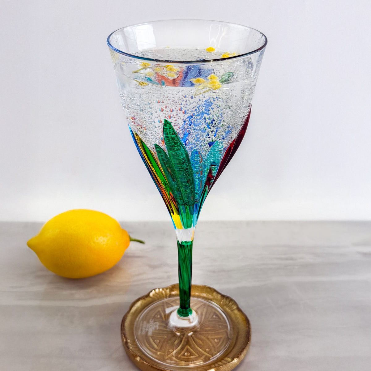 Fusion Wine Glasses, 8 oz Glasses, Hand-Painted Italian Crystal, Set of 2