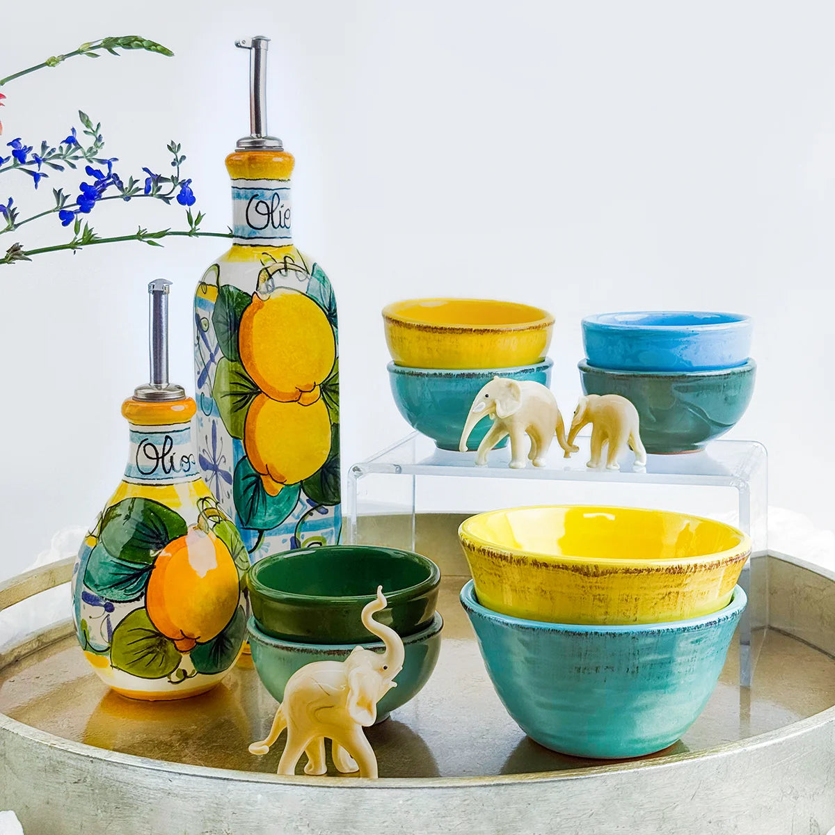 Tuscan Ceramic Dipping Bowls, Set of 2, Made in Italy