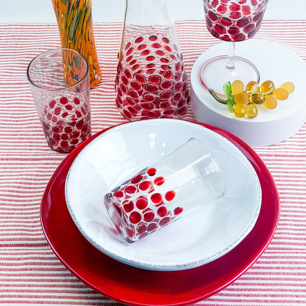 Set of 2 Drink Glass Tumblers Dots - Made in Italy