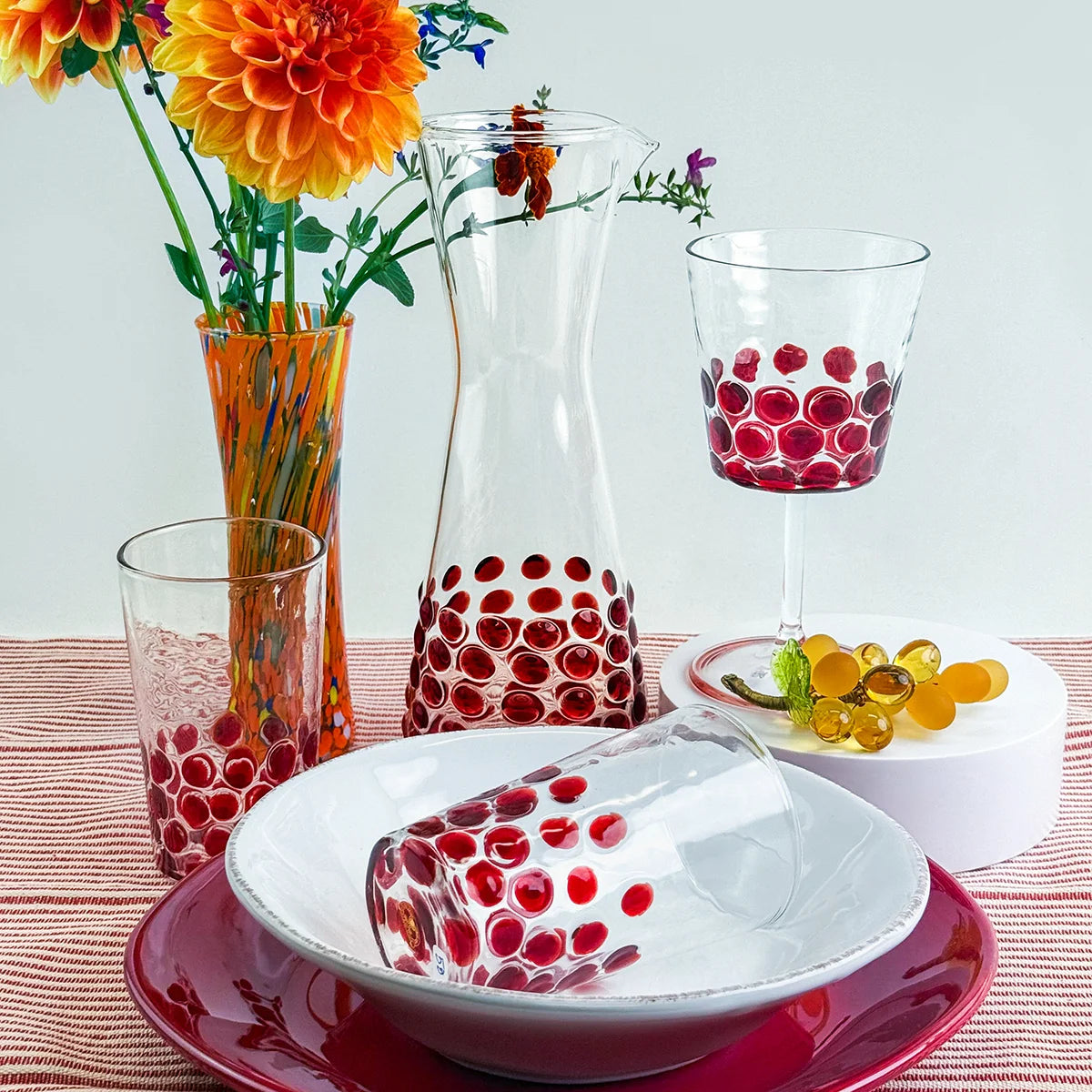 Dots Glass Carafe / Pitcher / Decanter - Made in Italy