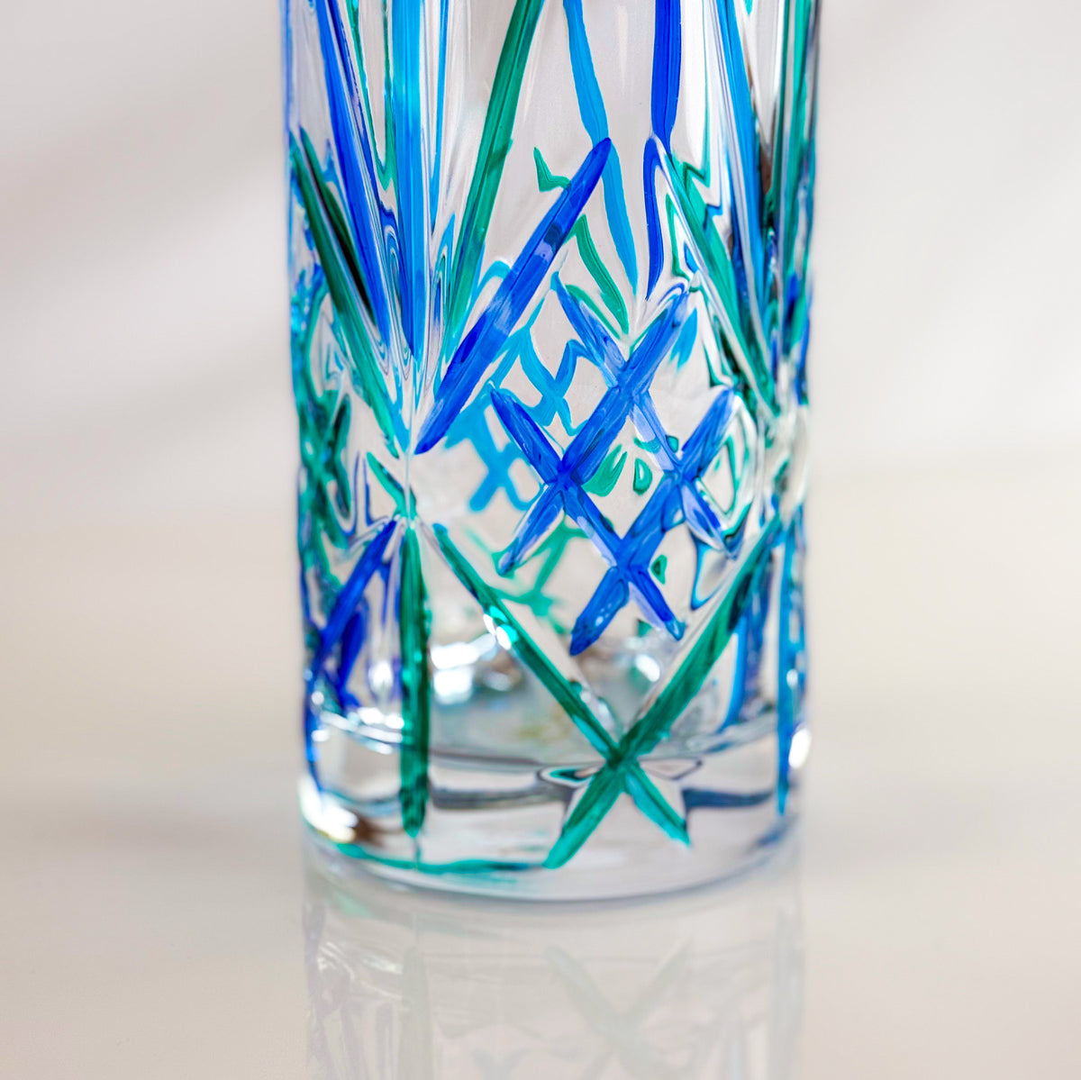 Crystal Carafe Pitcher Blue &amp; Green Melodia, Made in Italy - My Italian Decor
