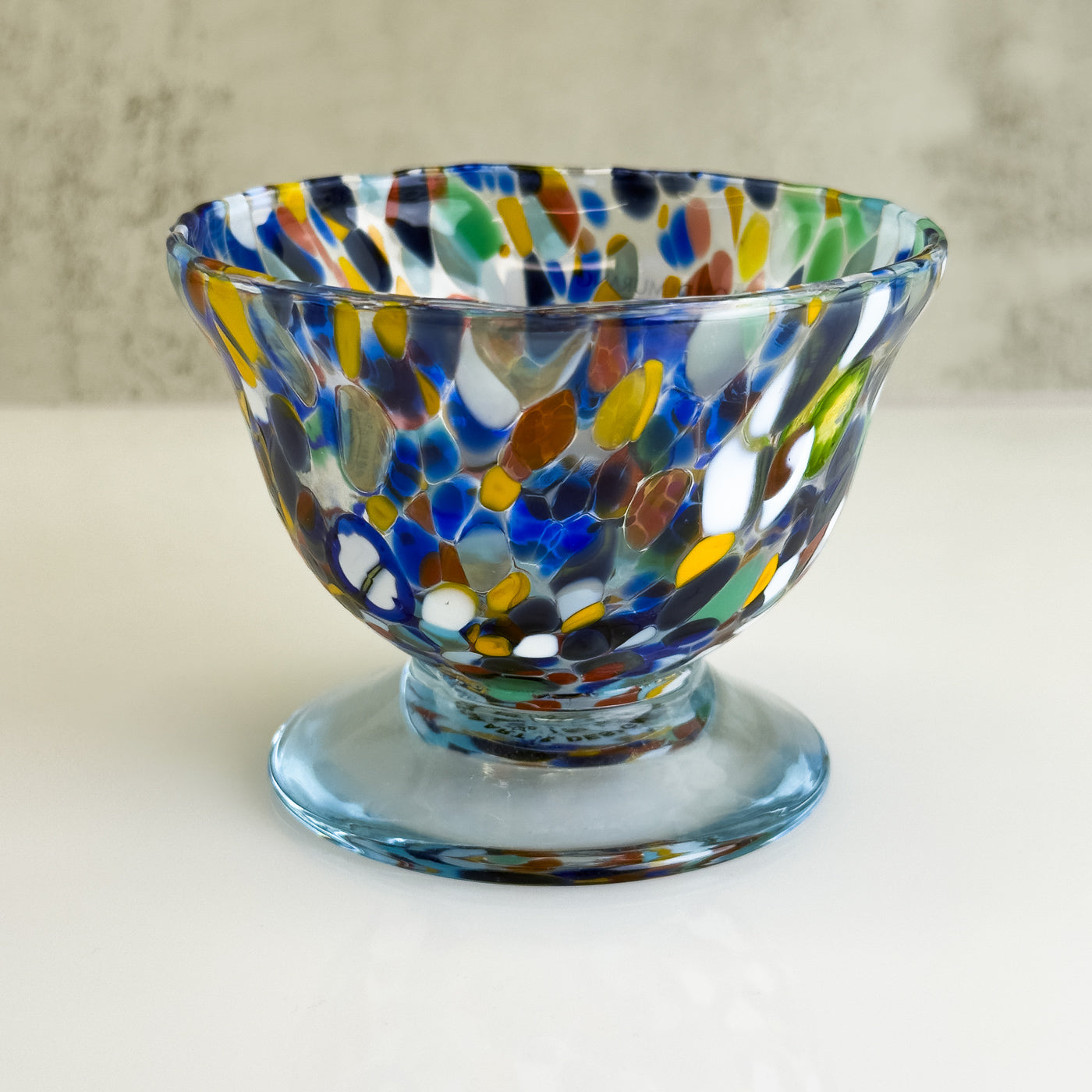 Set of two Italian glass footed bowls for ice cream, with elegant design by My Italian Decor, perfect for serving desserts.