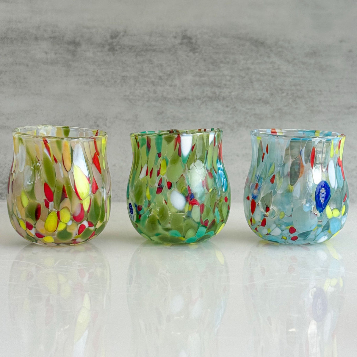 Set of 6 - Handcrafted Blown Glass Shot Glasses - Made in Italy
