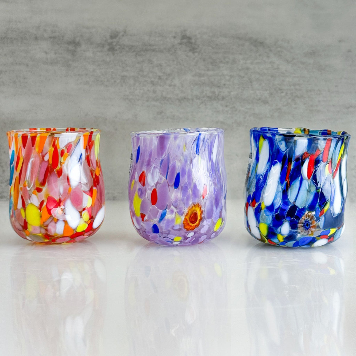 Set of 6 - Handcrafted Blown Glass Shot Glasses - Made in Italy