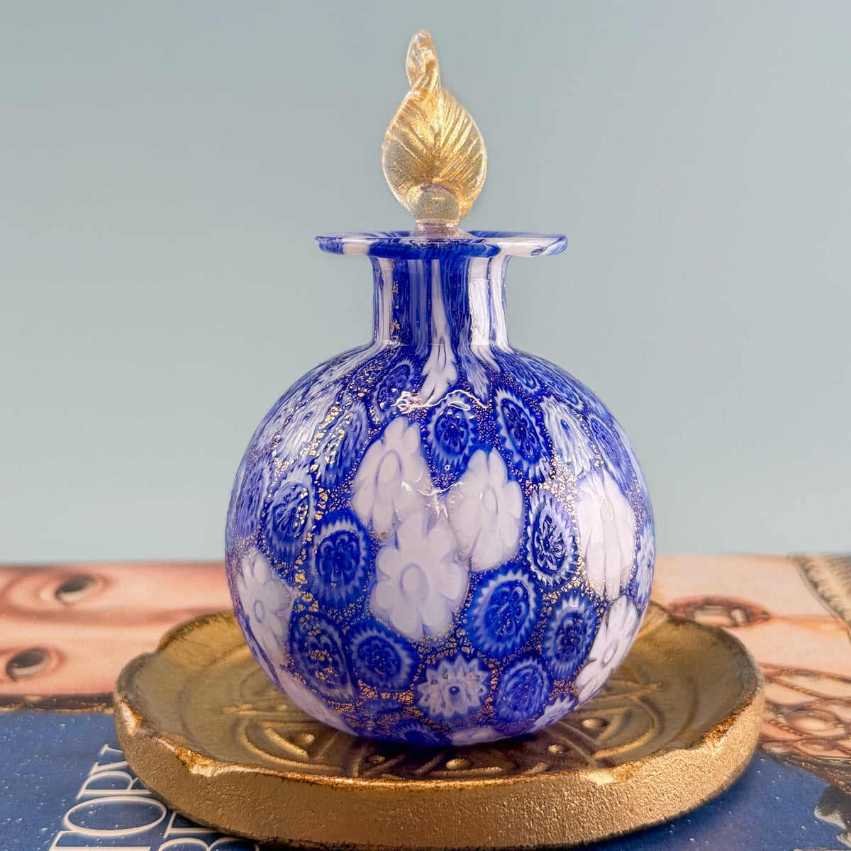 Millefiori Perfume Bottle, 24k gold foil, Made in Murano, Italy