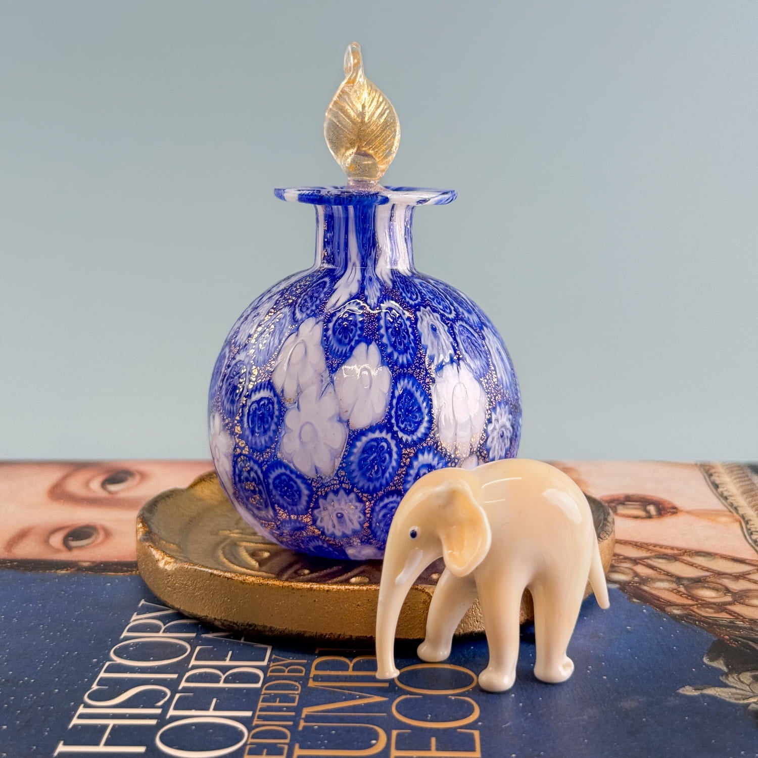 Millefiori Perfume Bottle, 24k gold foil, Made in Murano, Italy