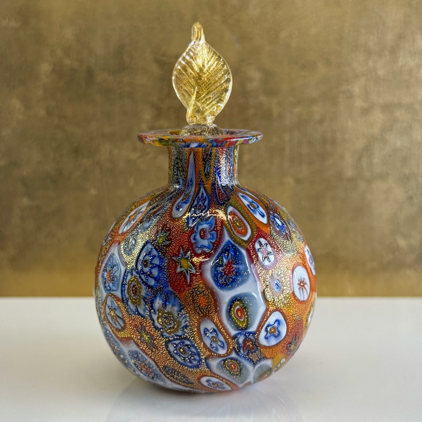 perfume bottle・MURANO，ミルフィオリ・イタリア製 Millefiori Perfume Bottle, 24k gold foil, Made in Murano, Italy