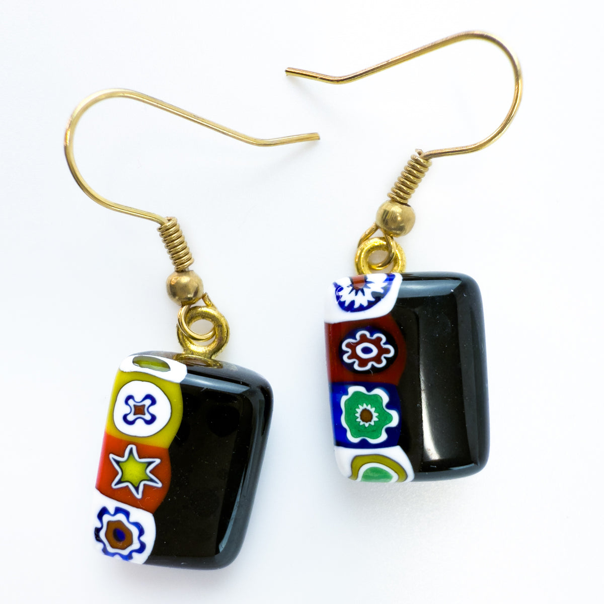 Millefiori Rectangle Earrings, Made in Murano