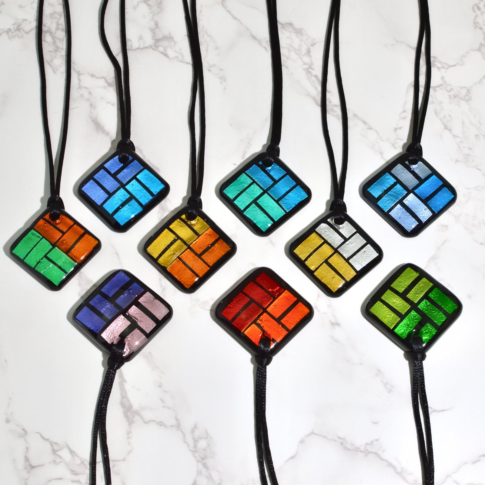Modena Patchwork Murano Glass Pendant Necklace - My Italian Decor
