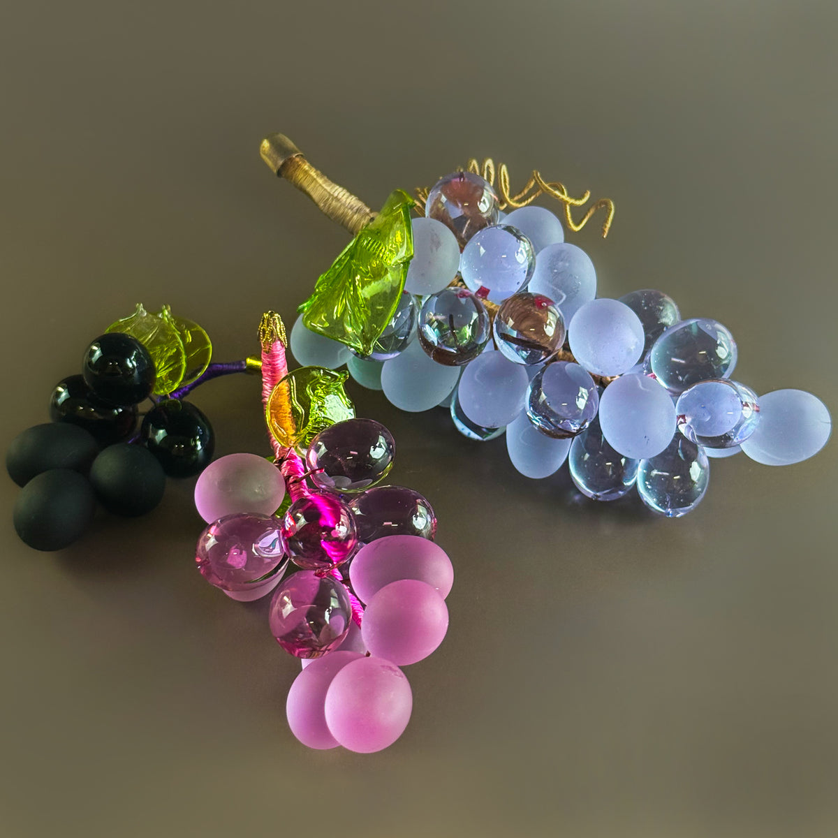 Murano Glass Solid Grape Cluster, Small, Multiple Colors, Made in Italy