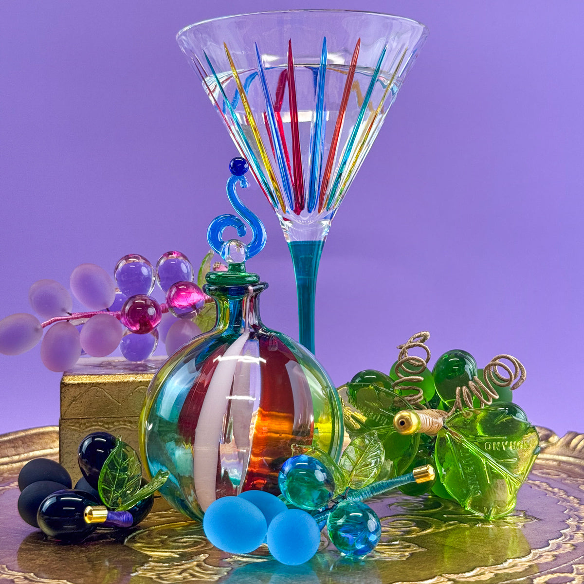 Murano Glass Solid Grape Cluster, Mini, Multiple Colors, Made in Italy