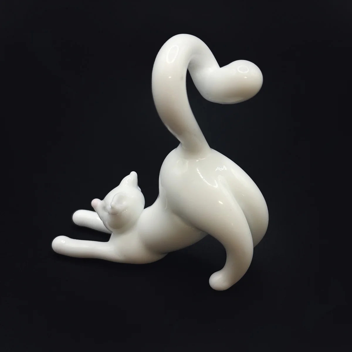 Murano Glass Stretching Cat Figurine