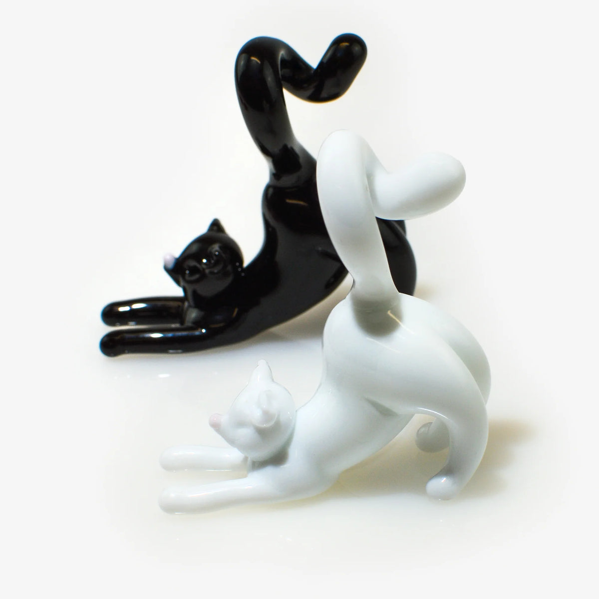 Murano Glass Stretching Cat Figurine