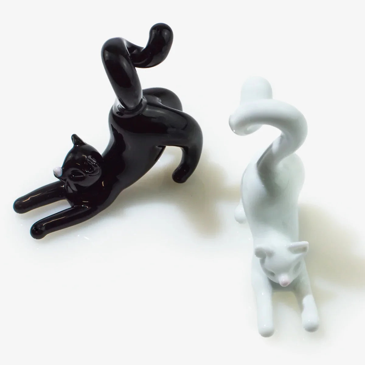 Murano Glass Stretching Cat Figurine