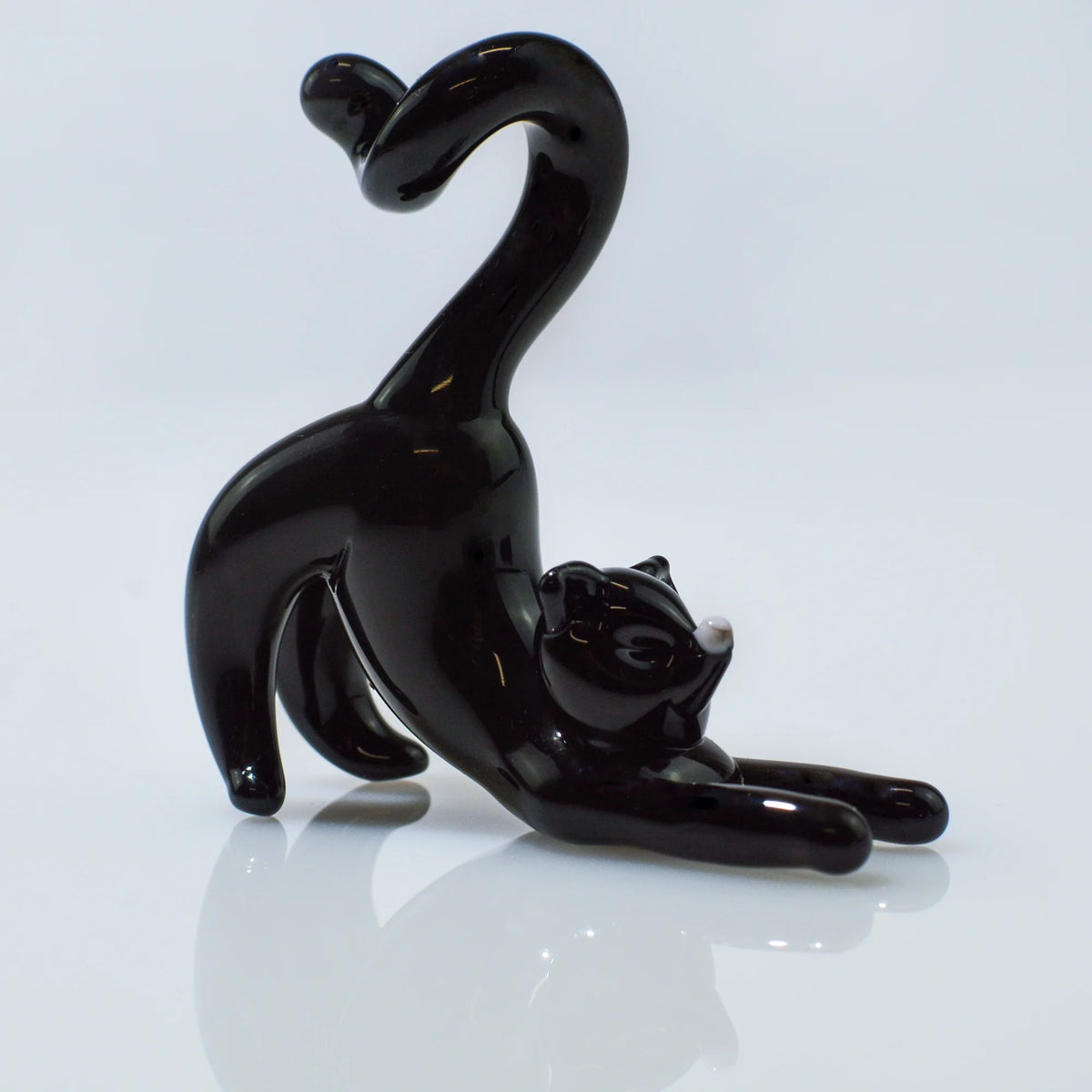 Murano Glass Stretching Cat Figurine