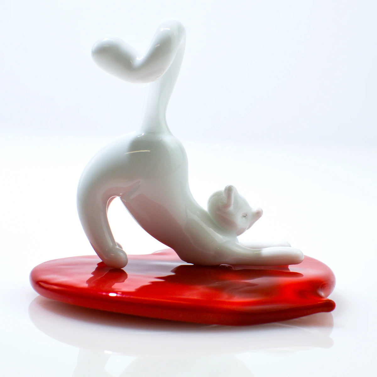 Murano Glass Stretching Cat Figurine