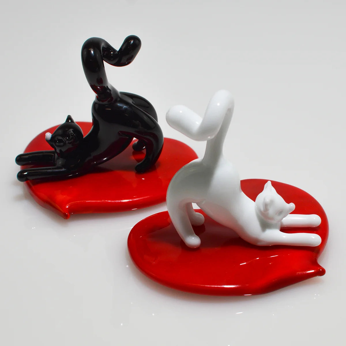 Murano Glass Stretching Cat Figurine