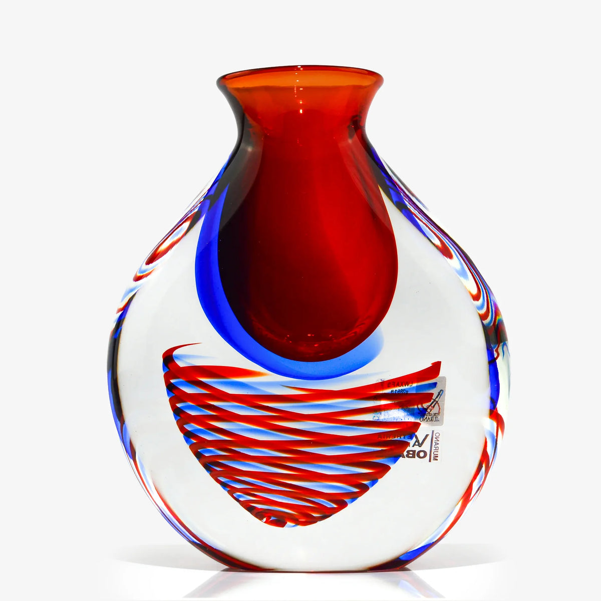 Handmade Sommerso Murano Glass Spiral Vase