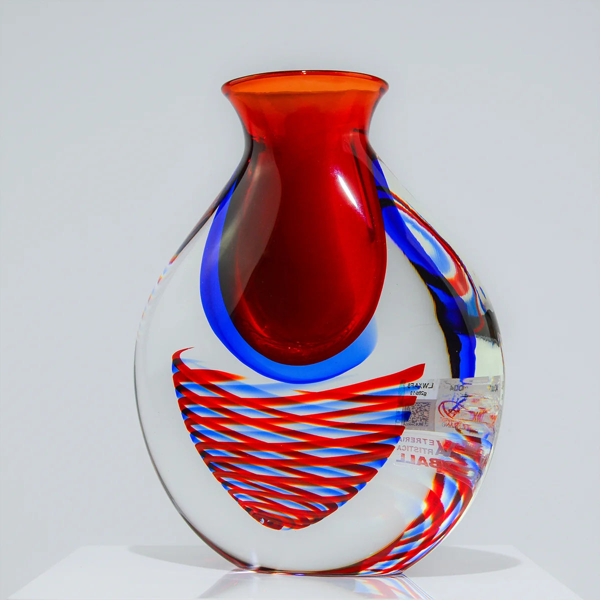 Handmade Sommerso Murano Glass Spiral Vase