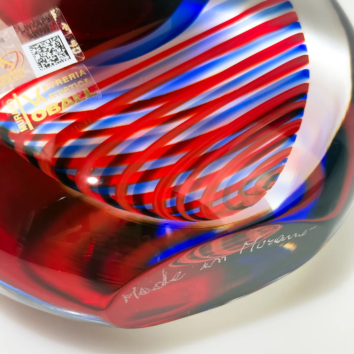 Handmade Sommerso Murano Glass Spiral Vase