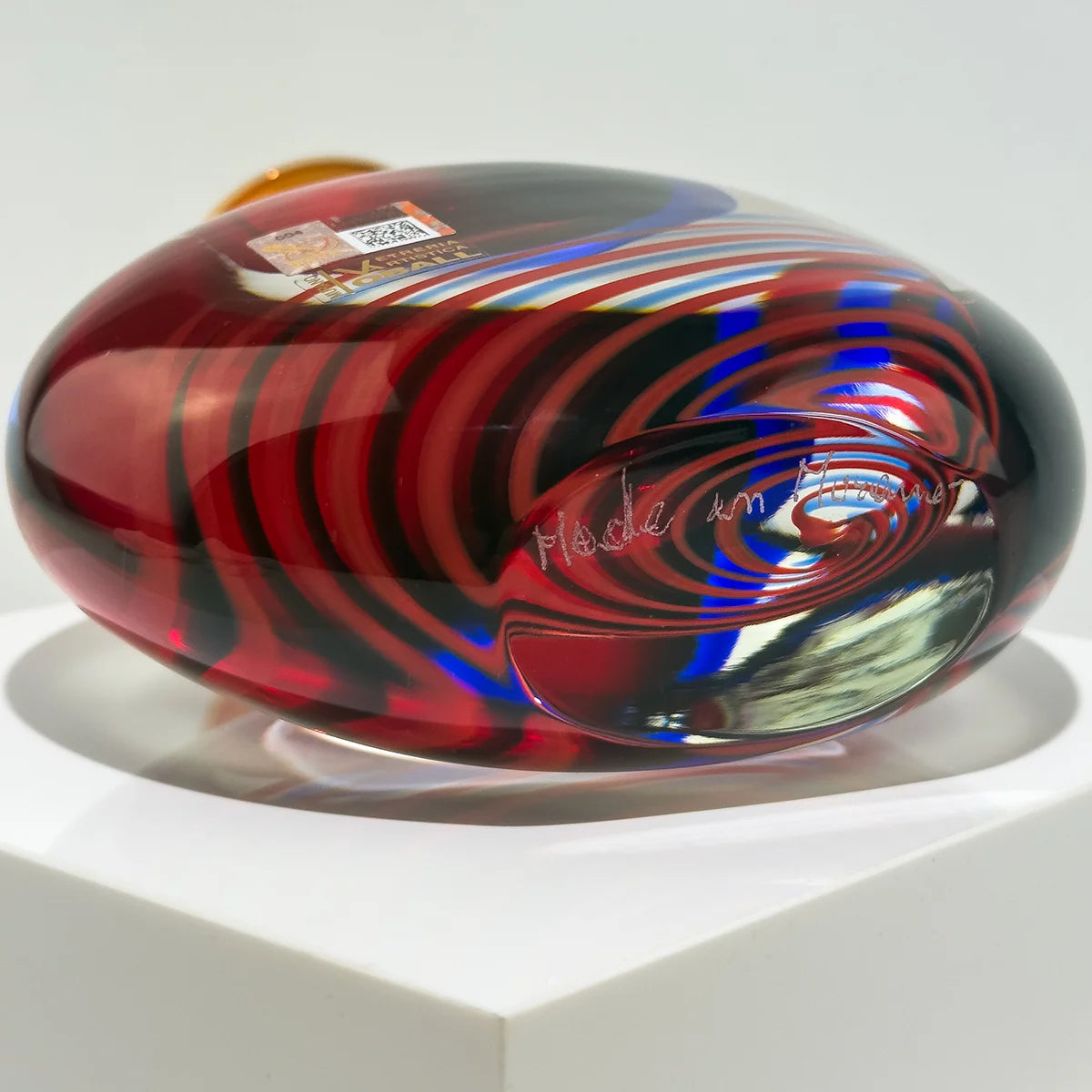 Handmade Sommerso Murano Glass Spiral Vase